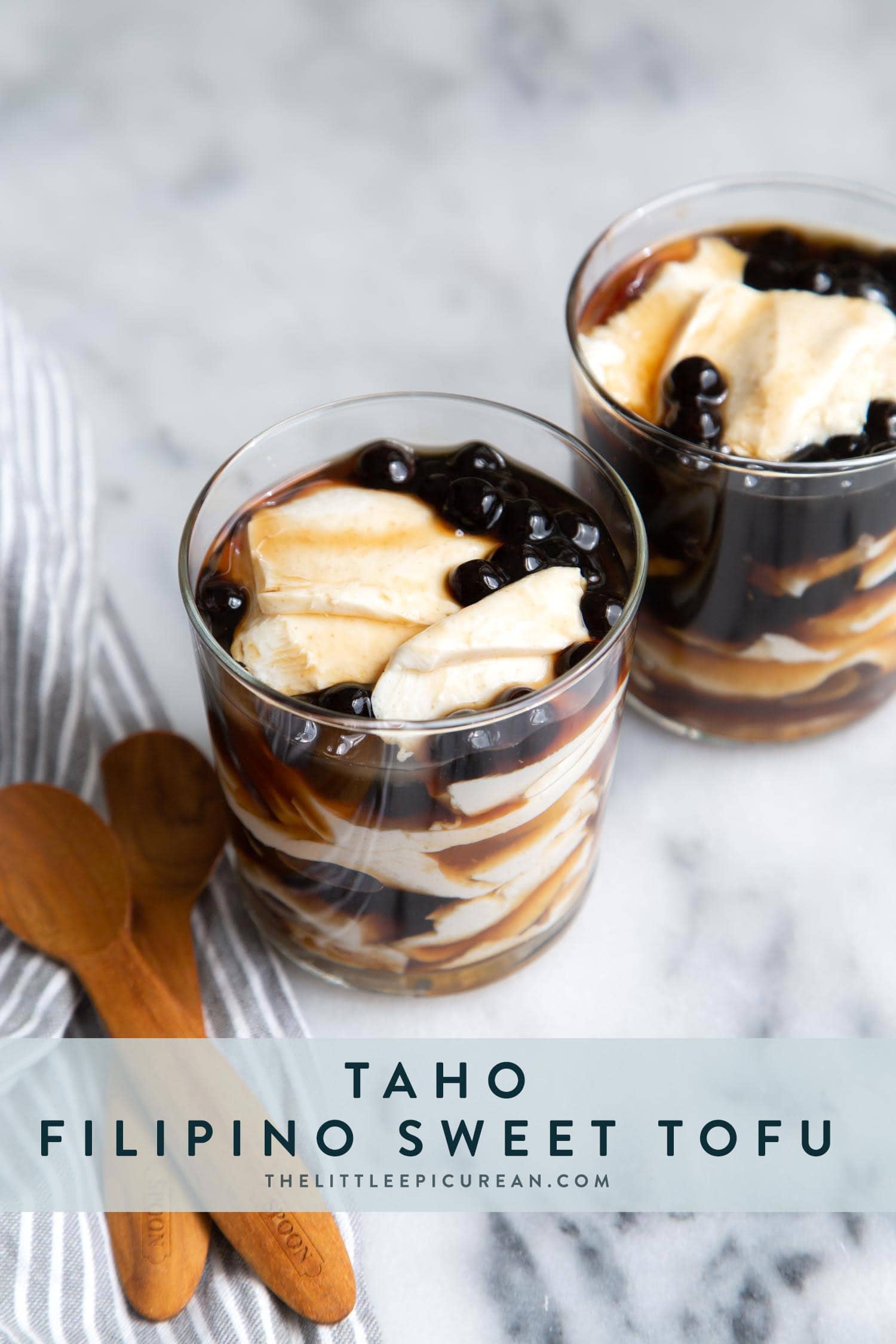 Taho: Filipino Sweet Tofu dessert consisting of silken tofu, arnibal, and tapioca balls