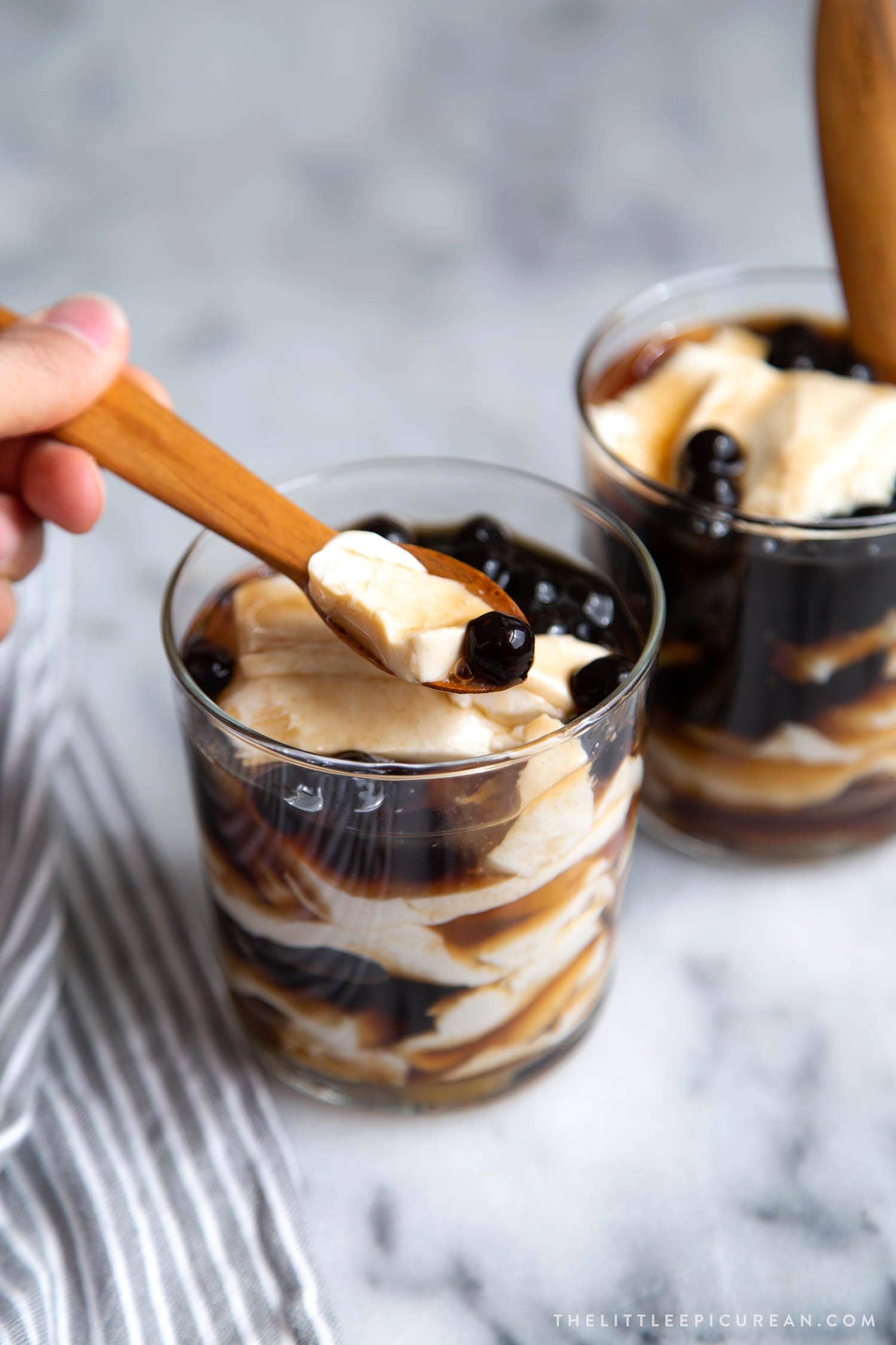 Taho: Filipino Sweet Tofu dessert consisting of silken tofu, arnibal, and tapioca balls