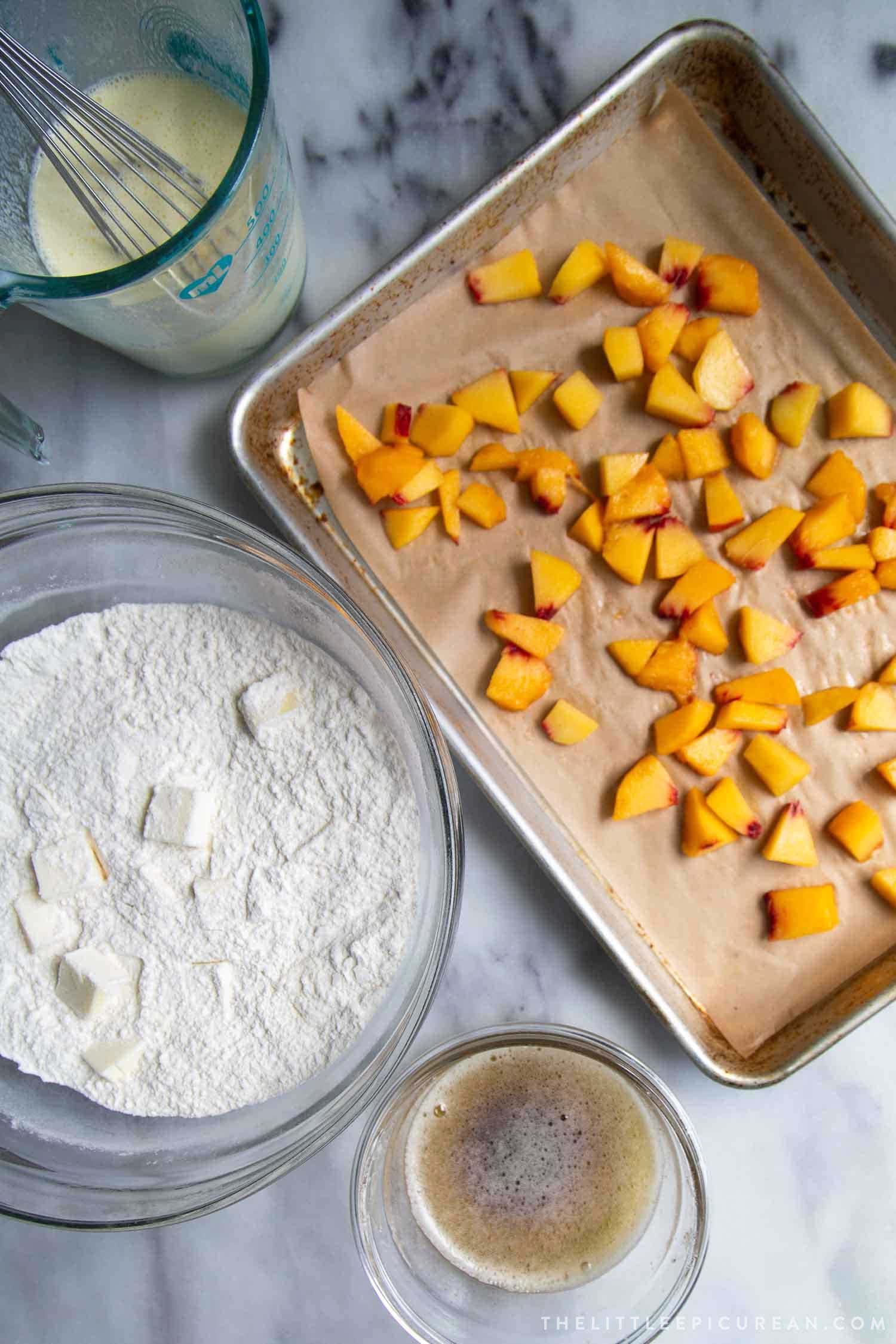Ingredients needed for Brown Butter Peach Scones