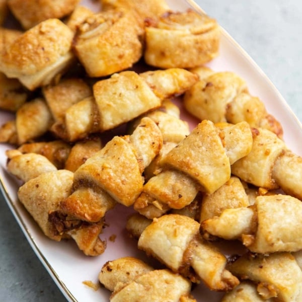 Guava Rugelach. This part cookie, part pastry baked treat is filled with guava jam and chopped walnuts.