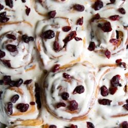 Spiced Cranberry Rolls. Elevate the standard cinnamon rolls with a punch of cranberries! These rolls have dried cranberries mixed into the dough as well as the filling. It’s flavored with the warm, inviting flavors of pumpkin pie spice mix and ground cinnamon.
