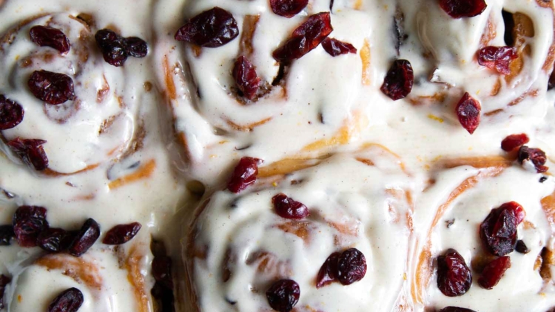 Spiced Cranberry Rolls. Elevate the standard cinnamon rolls with a punch of cranberries! These rolls have dried cranberries mixed into the dough as well as the filling. It’s flavored with the warm, inviting flavors of pumpkin pie spice mix and ground cinnamon.