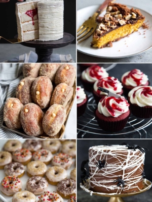 A collection The Little Epicurean's best Halloween desserts, featuring cakes, cupcakes, and donuts. Satisfy your sweet tooth one with one of these treats.