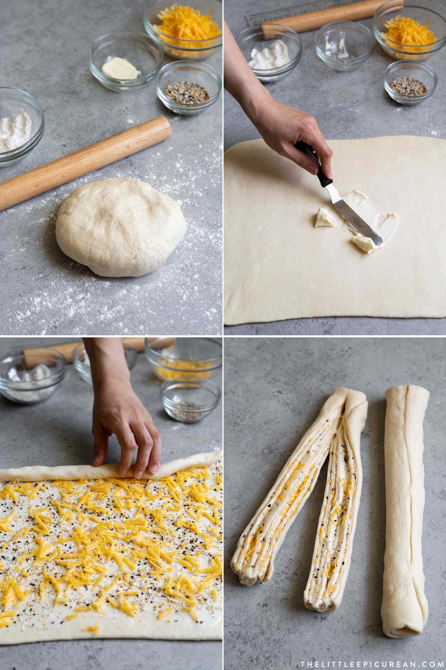 Cheddar Everything Babka dough assembly