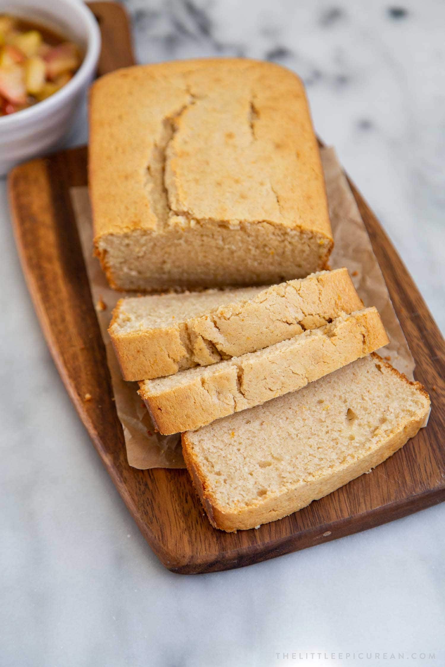 Spiced loaf cake sliced into servings