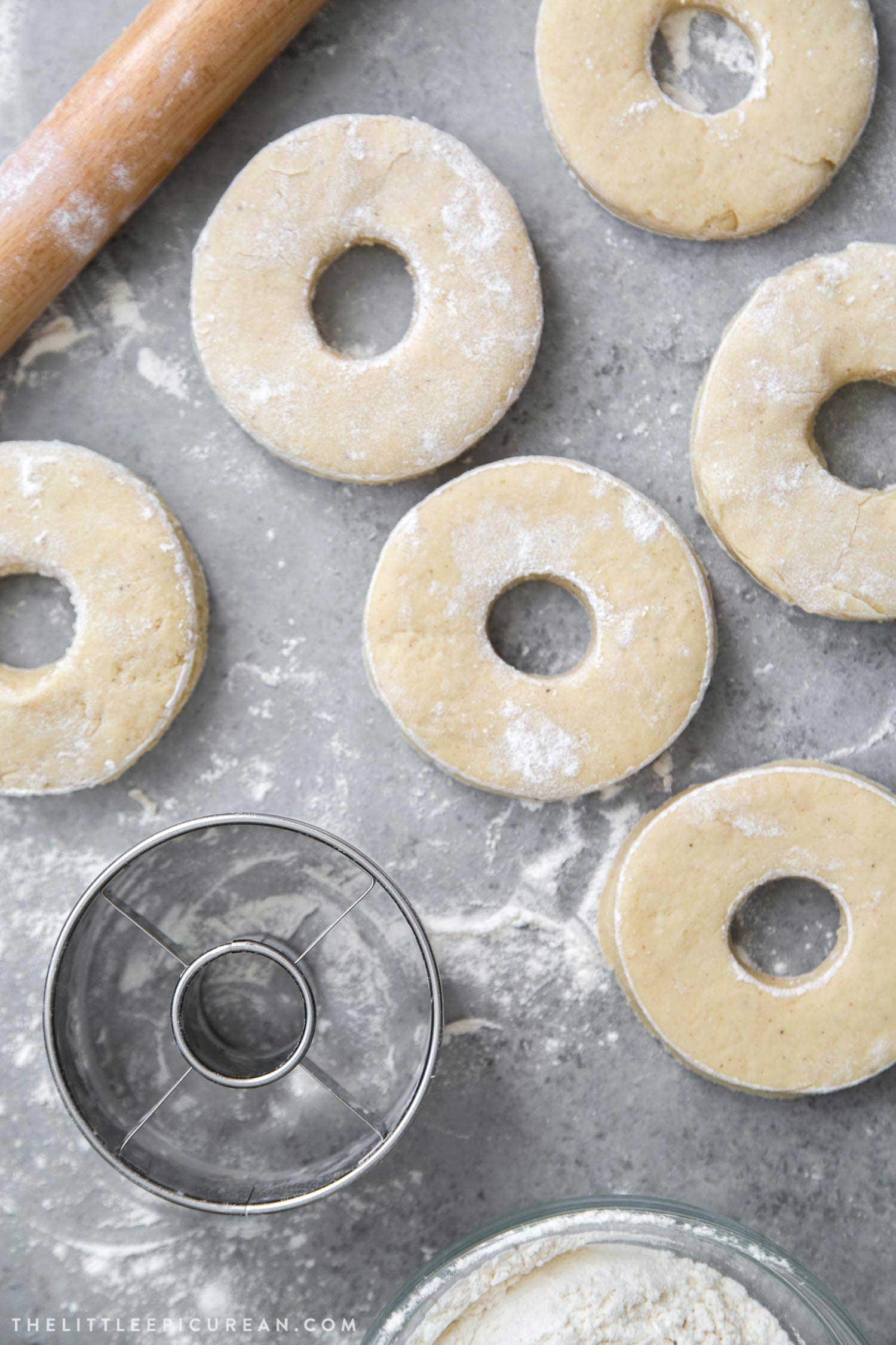 Old fashioned donuts dough before frying.