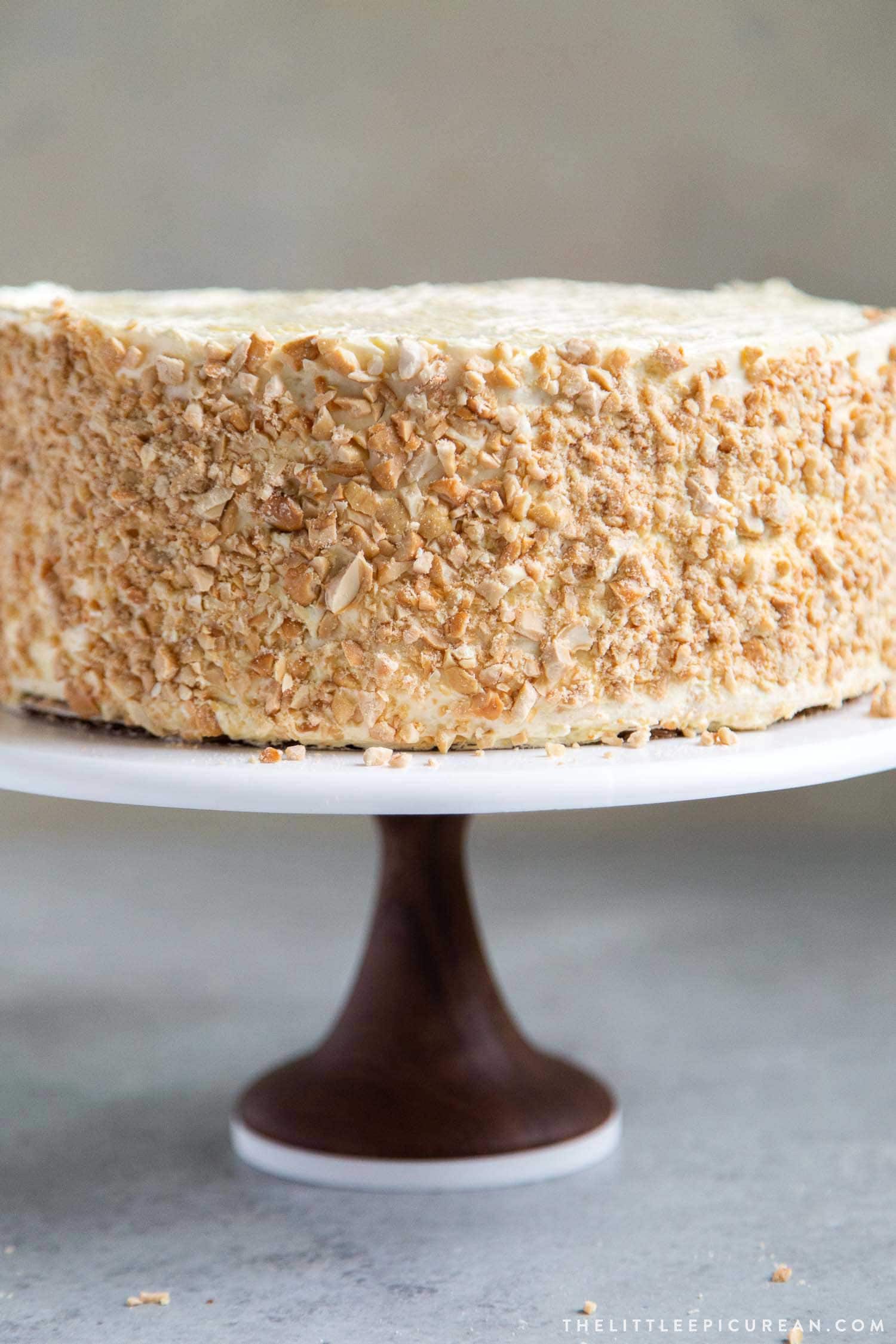 Sans Rival Cake. Filipino cake consisting of cashew dacquoise layered with French buttercream. #cake #dessert #glutenfree #cashews #buttercream #filipino #filipinodesserts #filipinorecipes