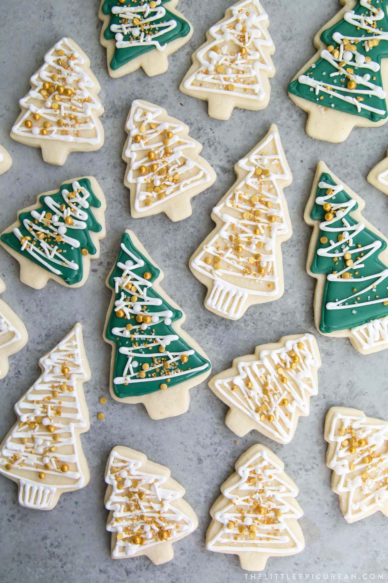 No Chill Sugar Cookies Christmas Trees - The Little Epicurean