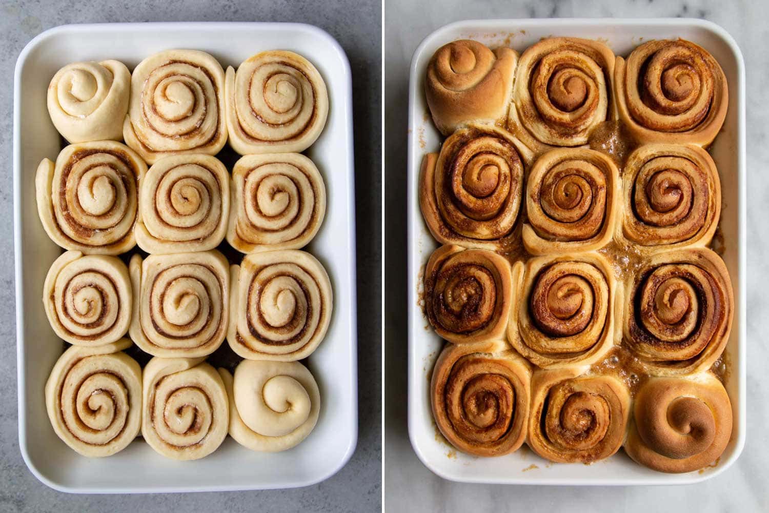 Toffee Sticky Buns. These warm and fluffy buns are filled with cinnamon sugar, coated with a sweet molasses glaze, and topped with chopped toffee bits! #breakfast #brunch #holidays #toffee #stickybuns