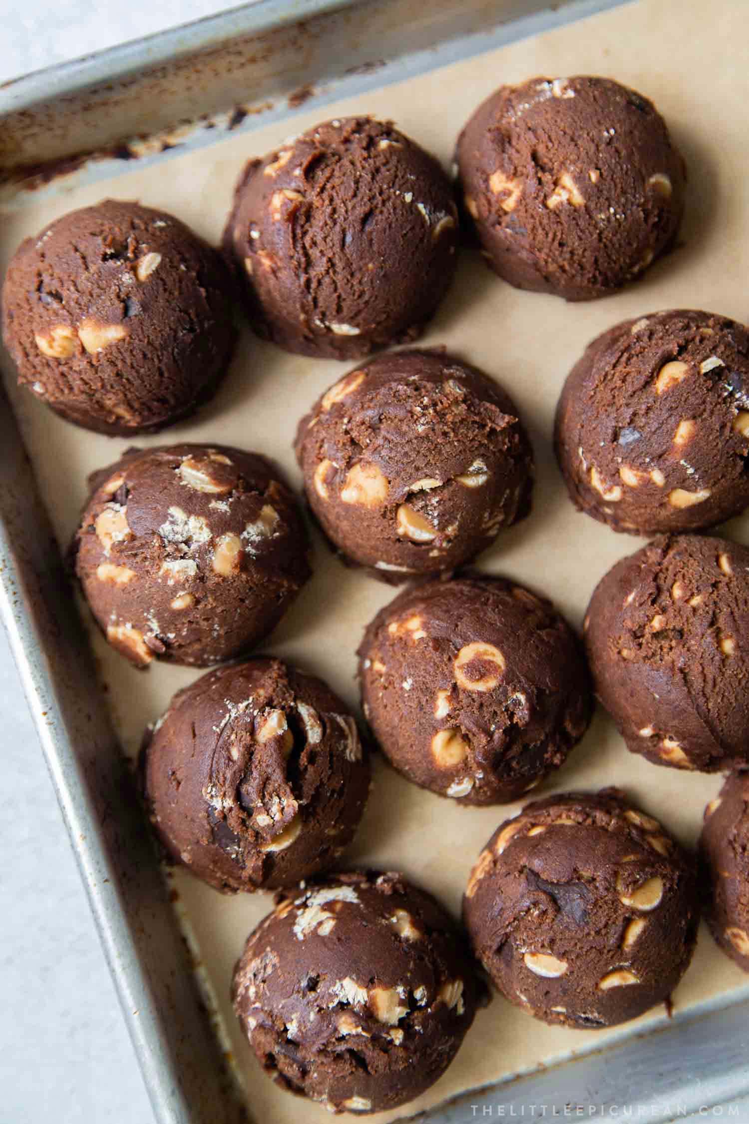 chewy chocolate peanut butter cookie with dark chocolate chunks and peanut butter chips Chocolate Peanut Butter Chip Cookie Dough