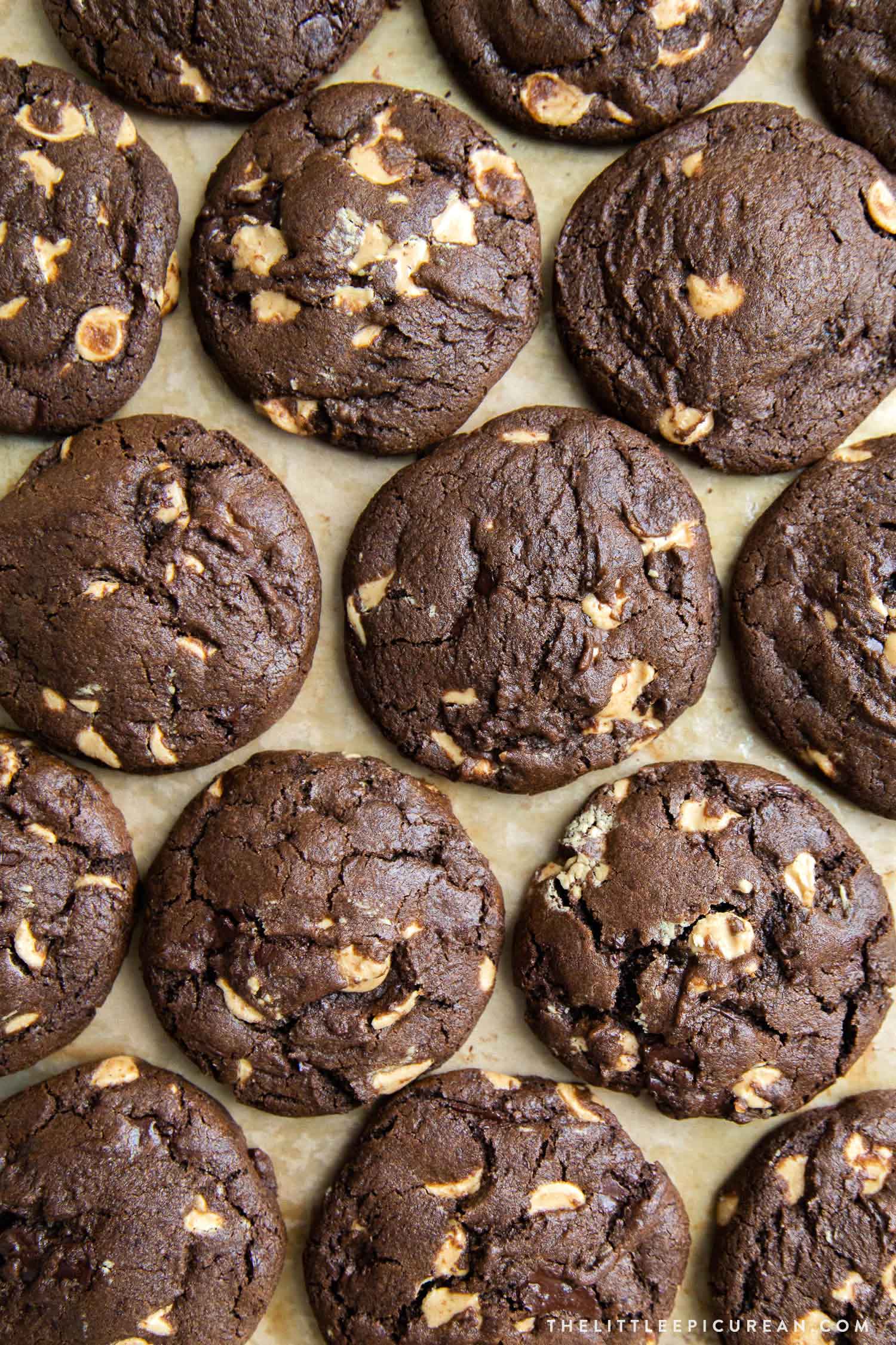 chewy chocolate peanut butter cookie with dark chocolate chunks and peanut butter chips Chocolate Peanut Butter Chip Cookies