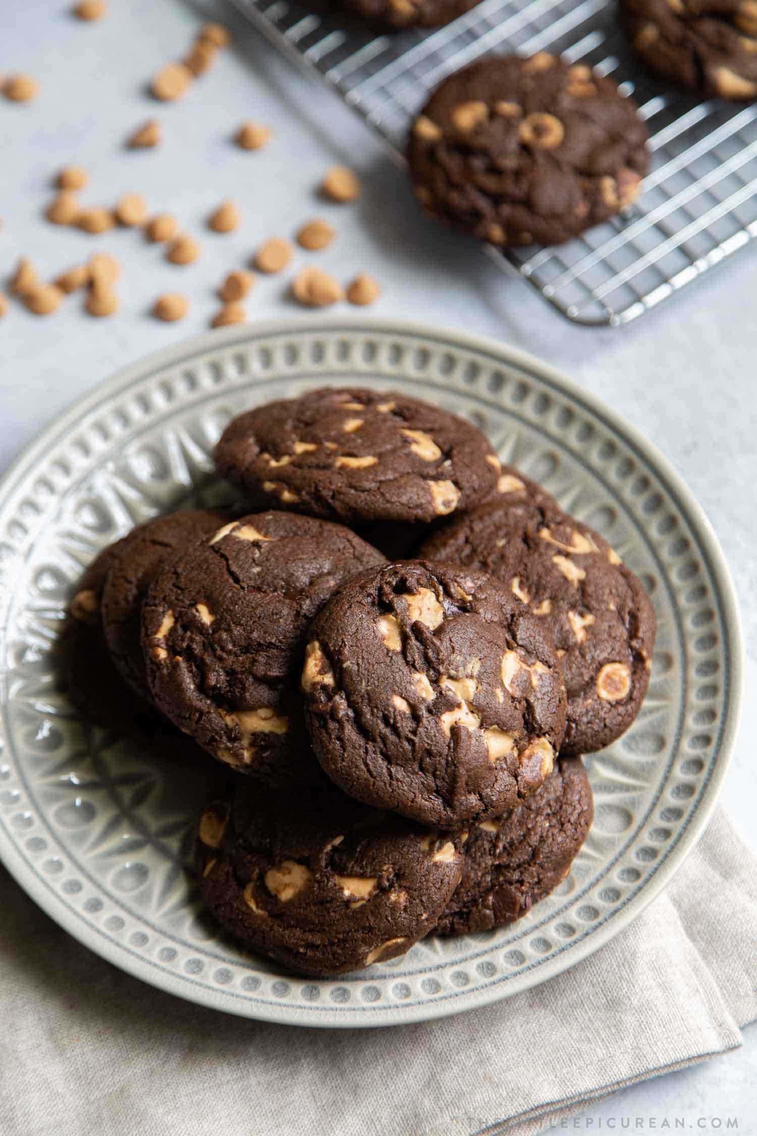 chewy chocolate peanut butter cookie with dark chocolate chunks and peanut butter chips Chocolate Peanut Butter Chip Cookies