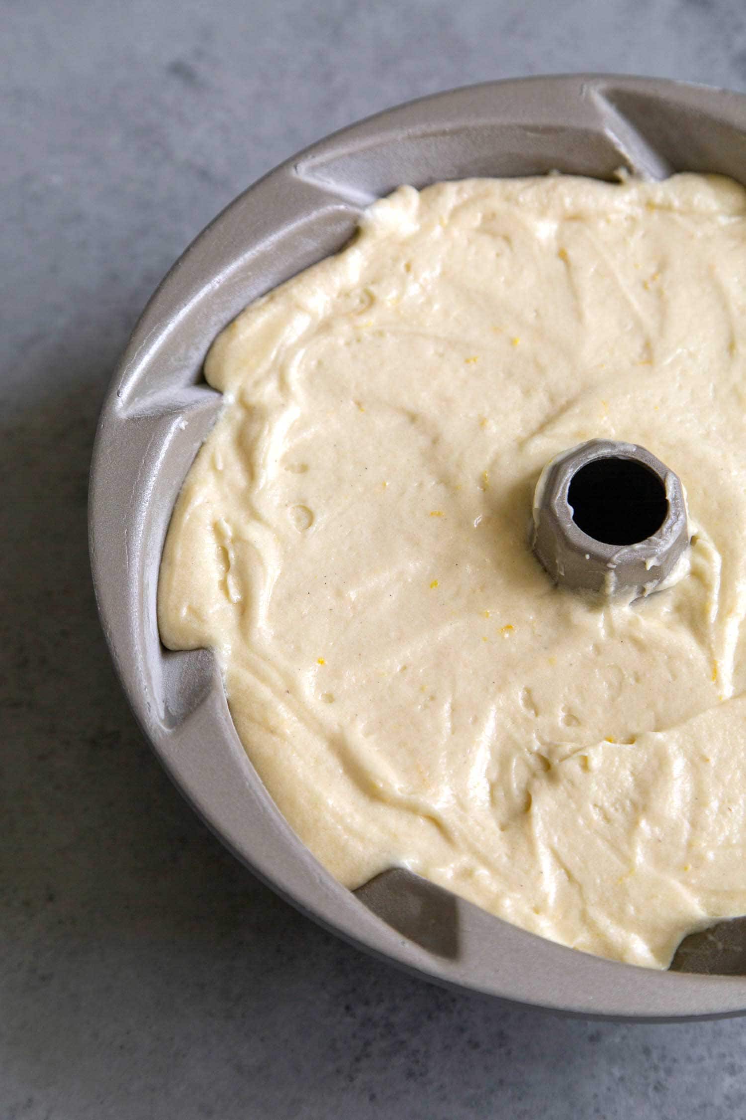 Orange blossom bundt cake batter