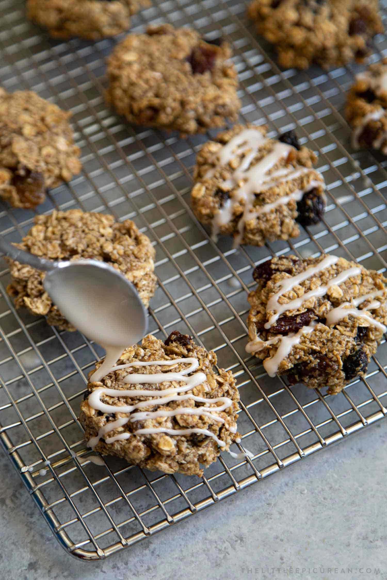 Gluten Free Vegan Oatmeal Raisin Cookies Vegan Oatmeal Raisin Cookies with maple glaze