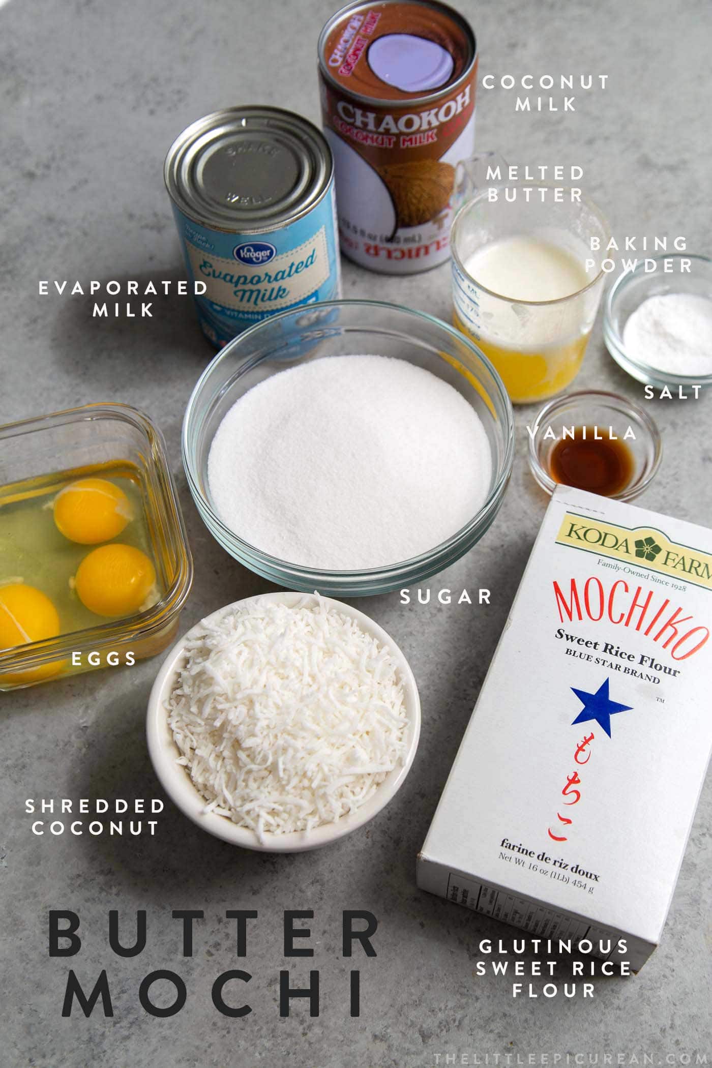 Hawaiian Butter Mochi Ingredients