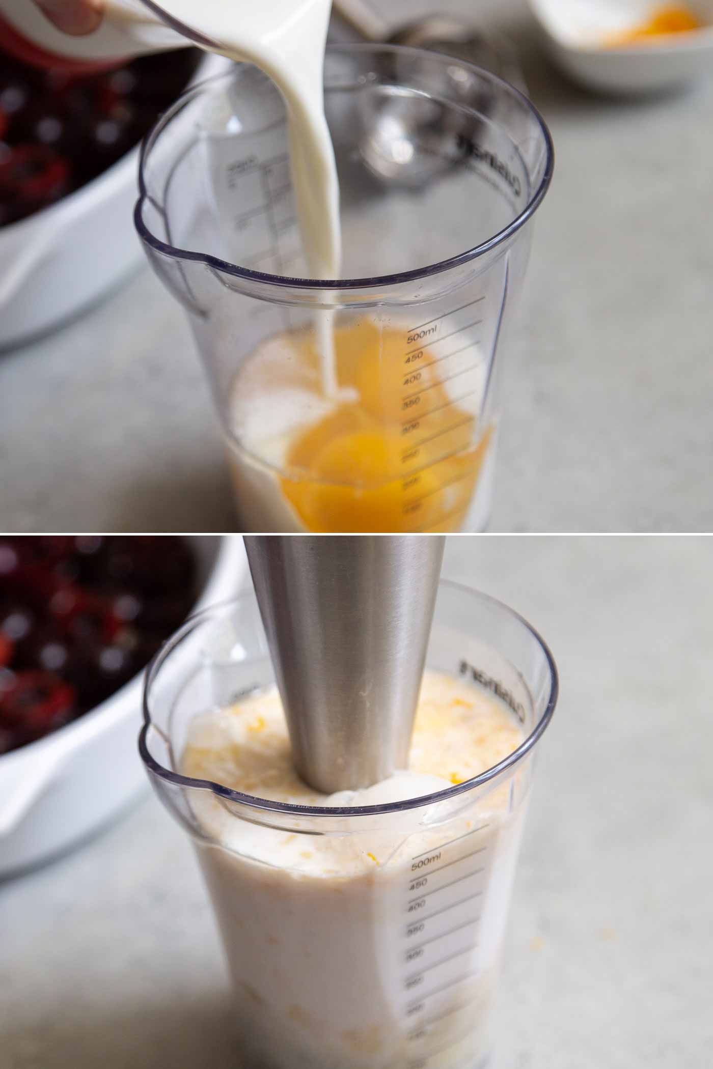 Use a blender to quickly and easily mix together clafoutis batter