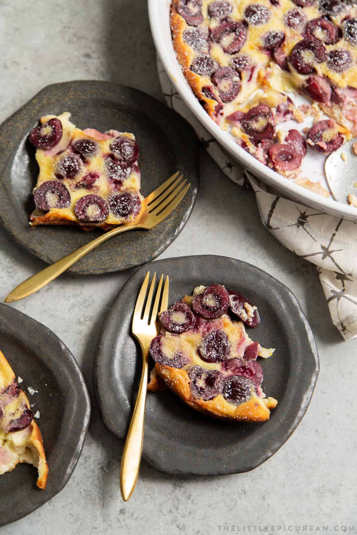 Cherry Clafoutis made with pitted dark sweet cherries