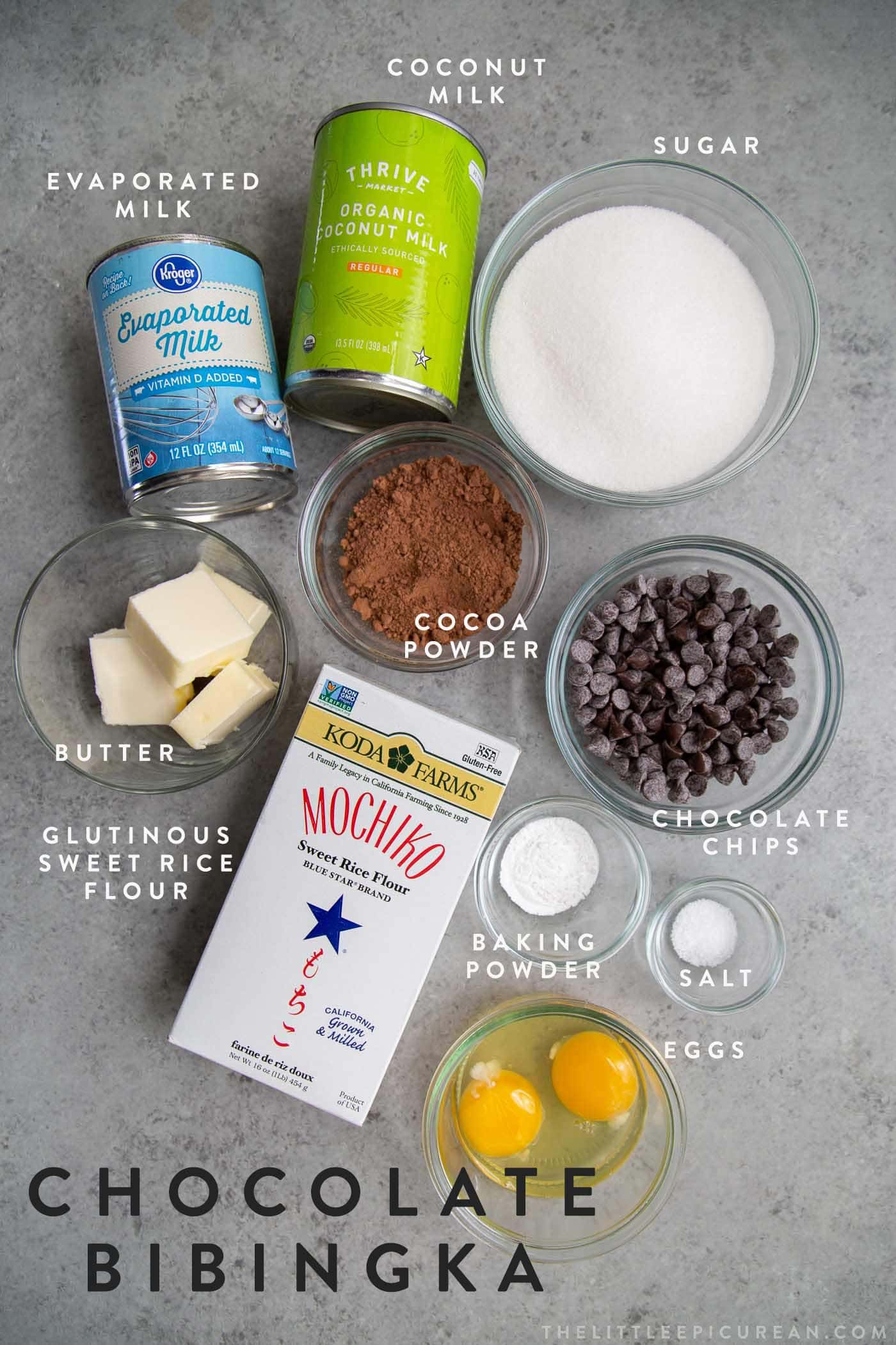 Chocolate Butter Mochi Cake Ingredients