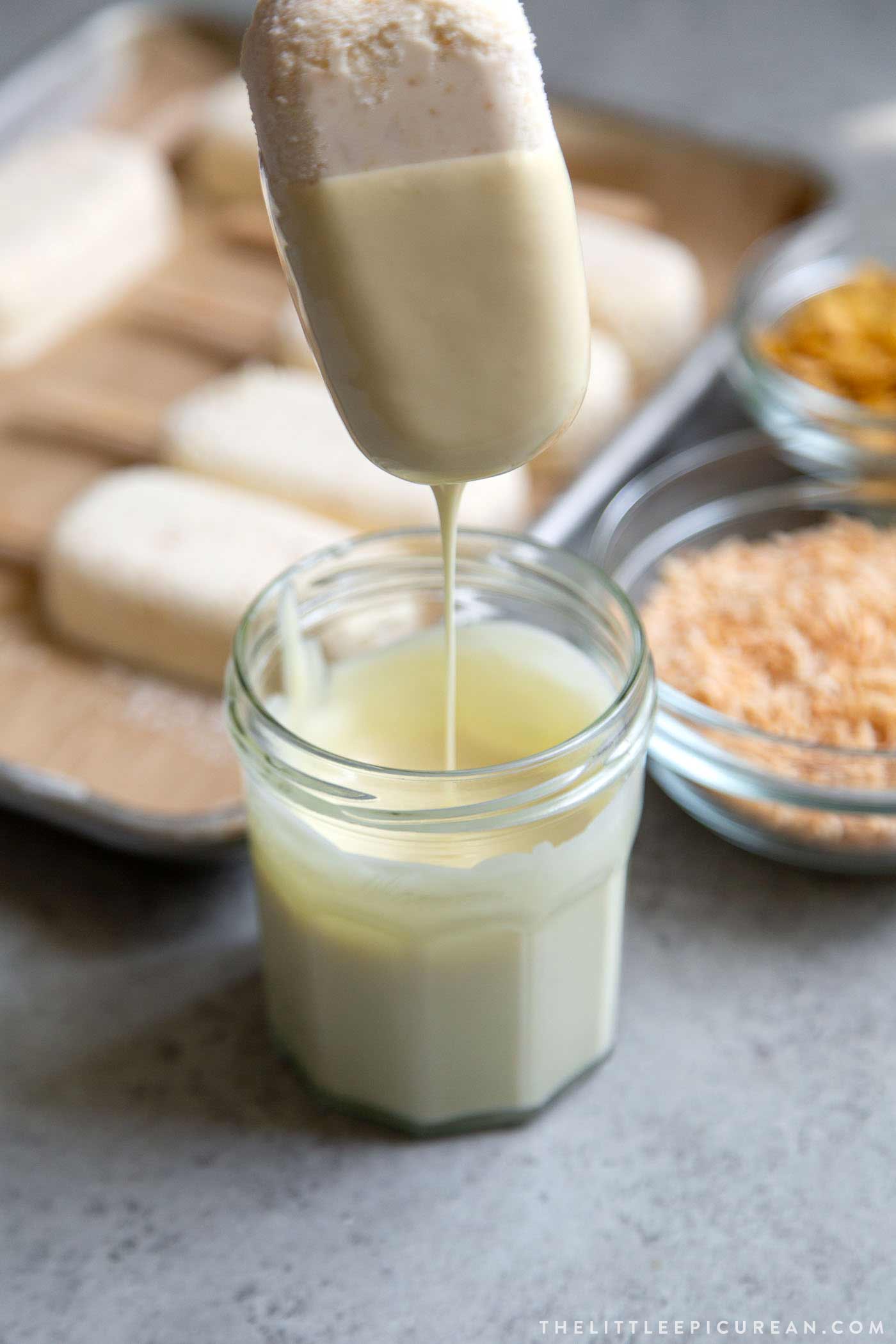 Corn ice cream bars dipped in white chocolate magic shell