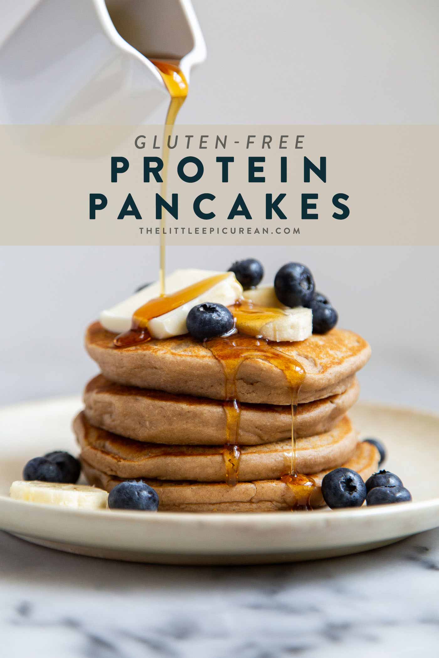 Gluten-free protein pancakes made with oat flour and protein powder