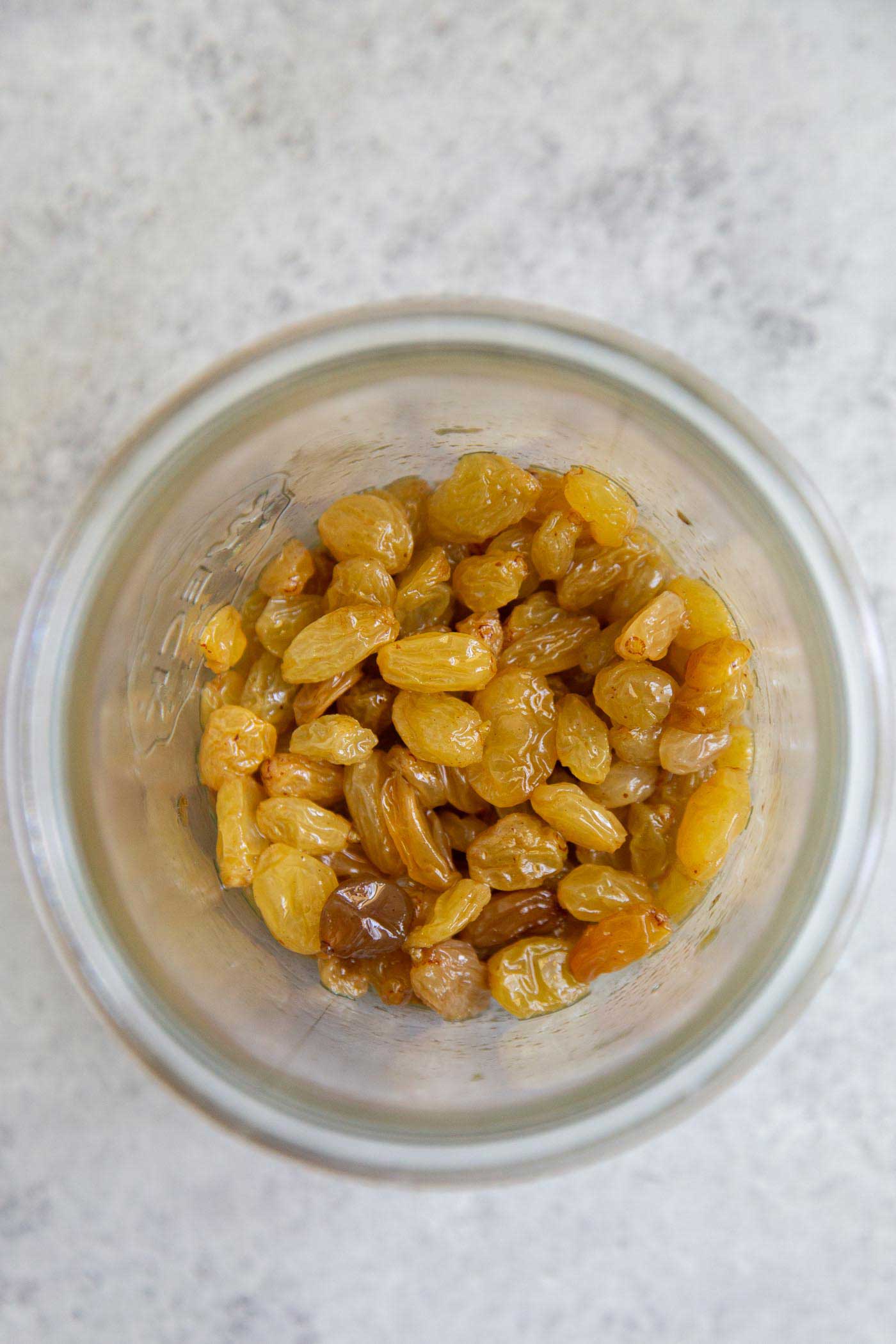 Rum soaked golden raisins