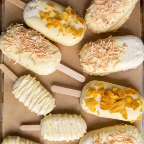 Corn Ice Cream Bars dipped in white chocolate