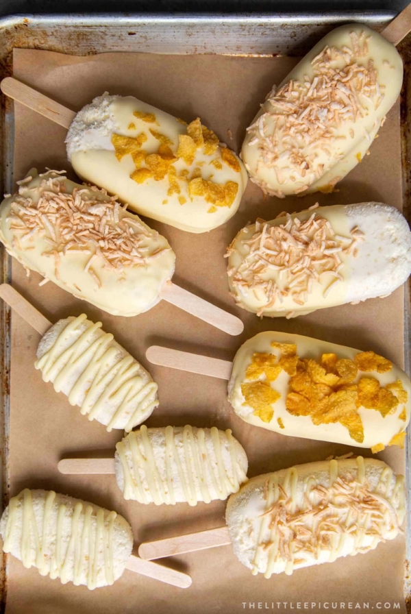 Corn Ice Cream Bars dipped in white chocolate