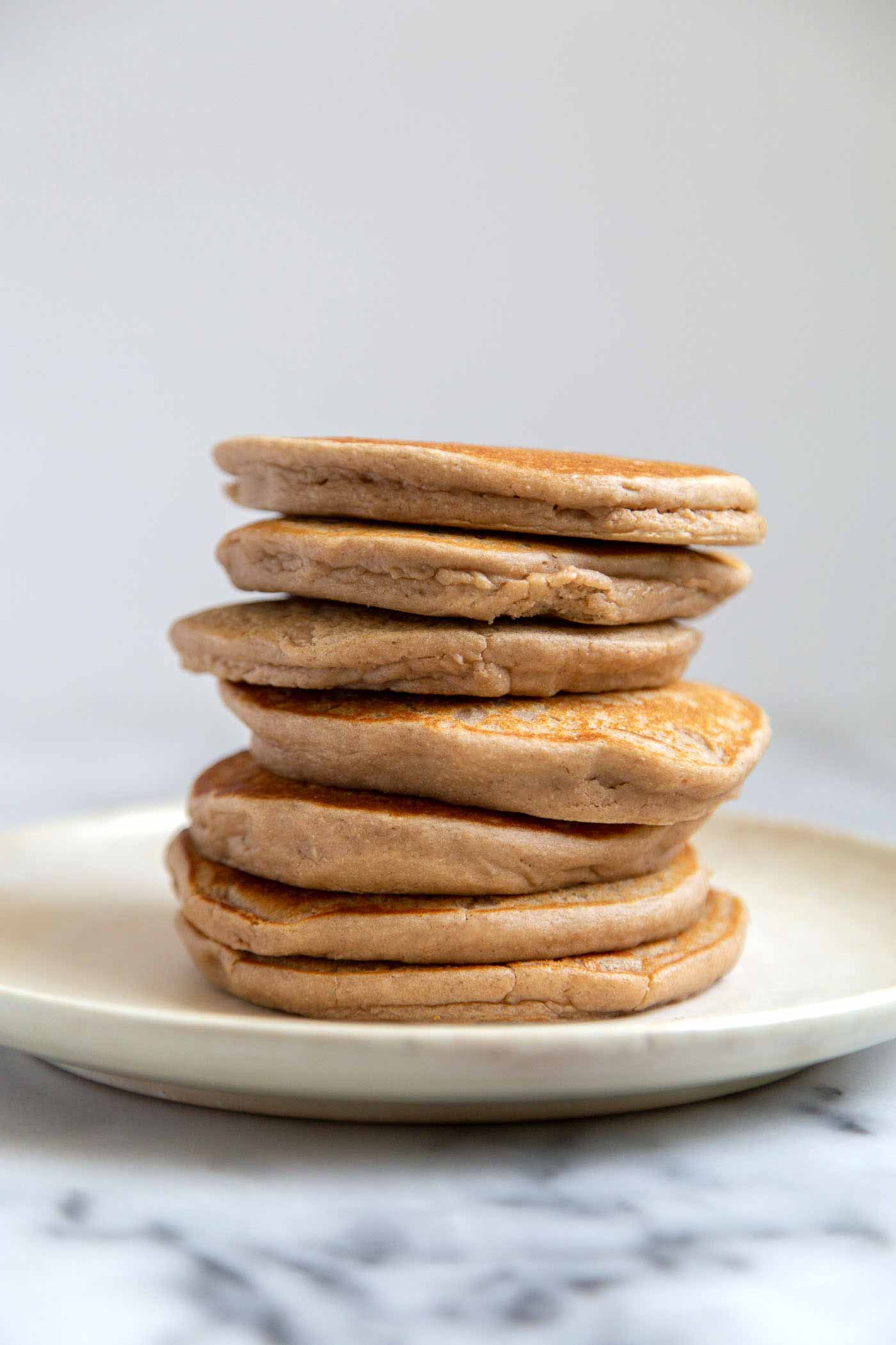 Gluten-free protein pancakes made with oat flour and protein powder