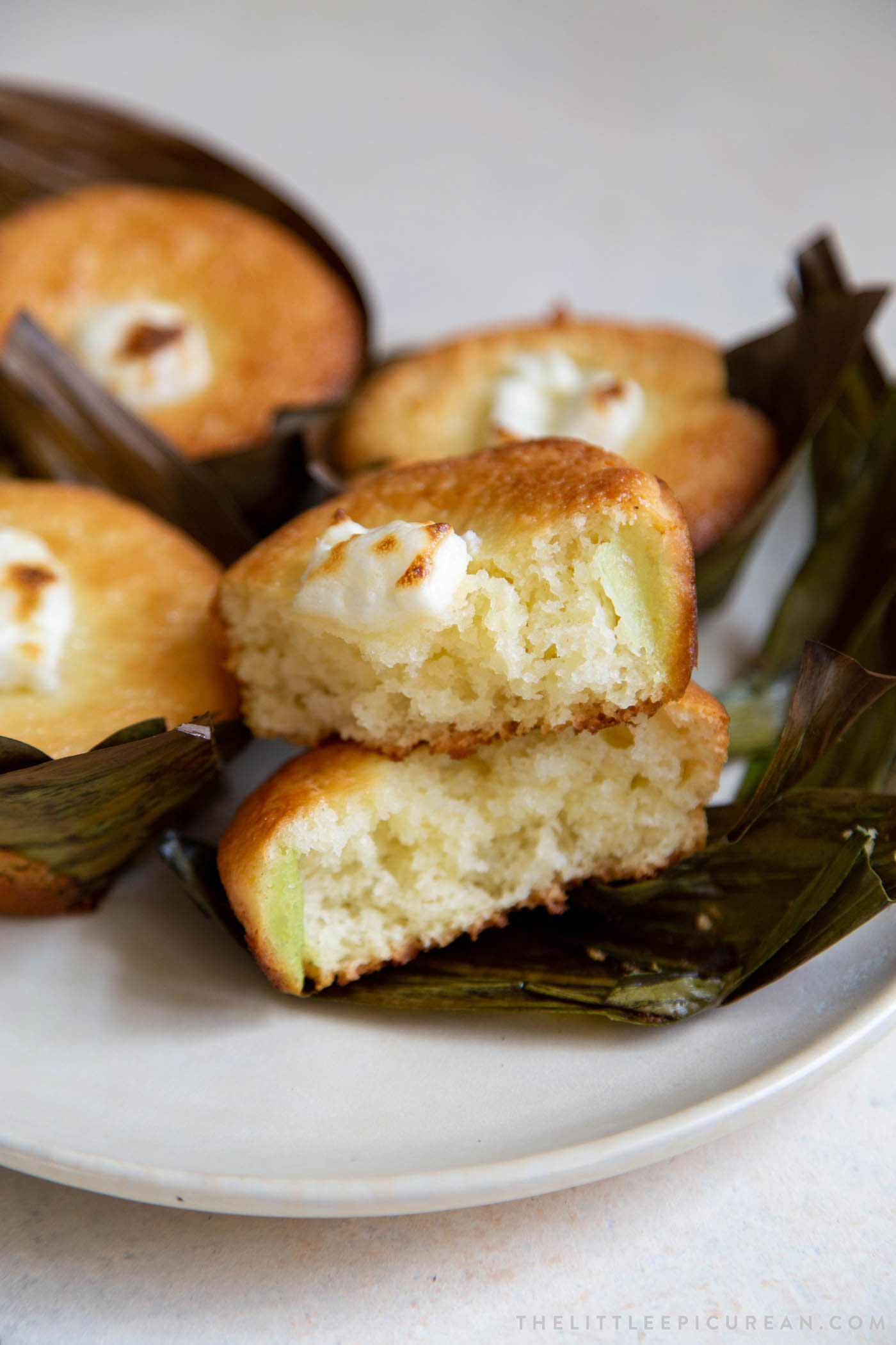 Soft fluffy bibingka coconut rice cake