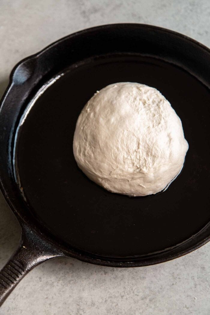 Cast Iron Skillet Pizza with Greek Yogurt Pizza Dough