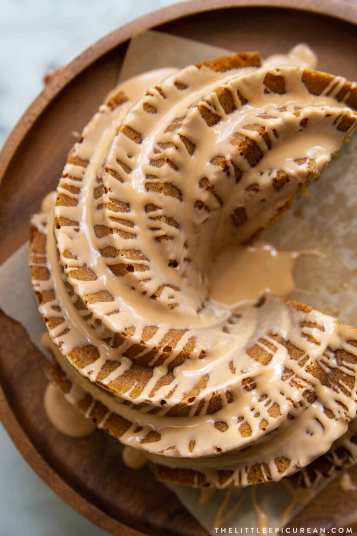 Pumpkin Bundt Cake with spiced glaze