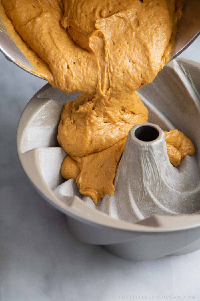 Pumpkin bundt cake batter