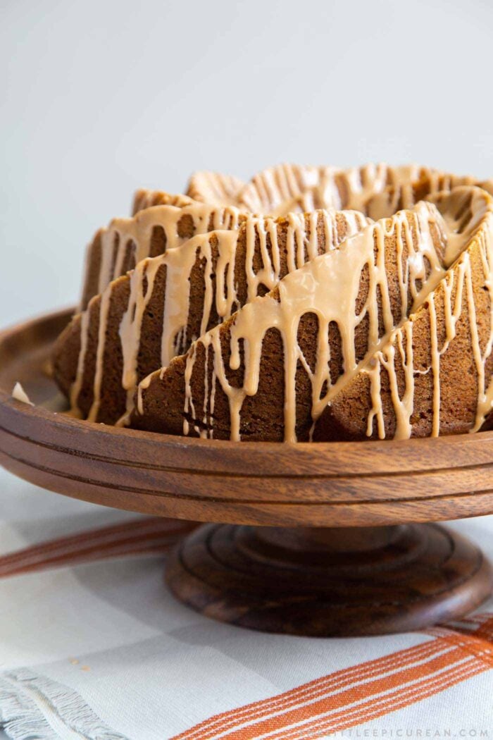 Pumpkin Bundt Cake with spiced glaze drizzle