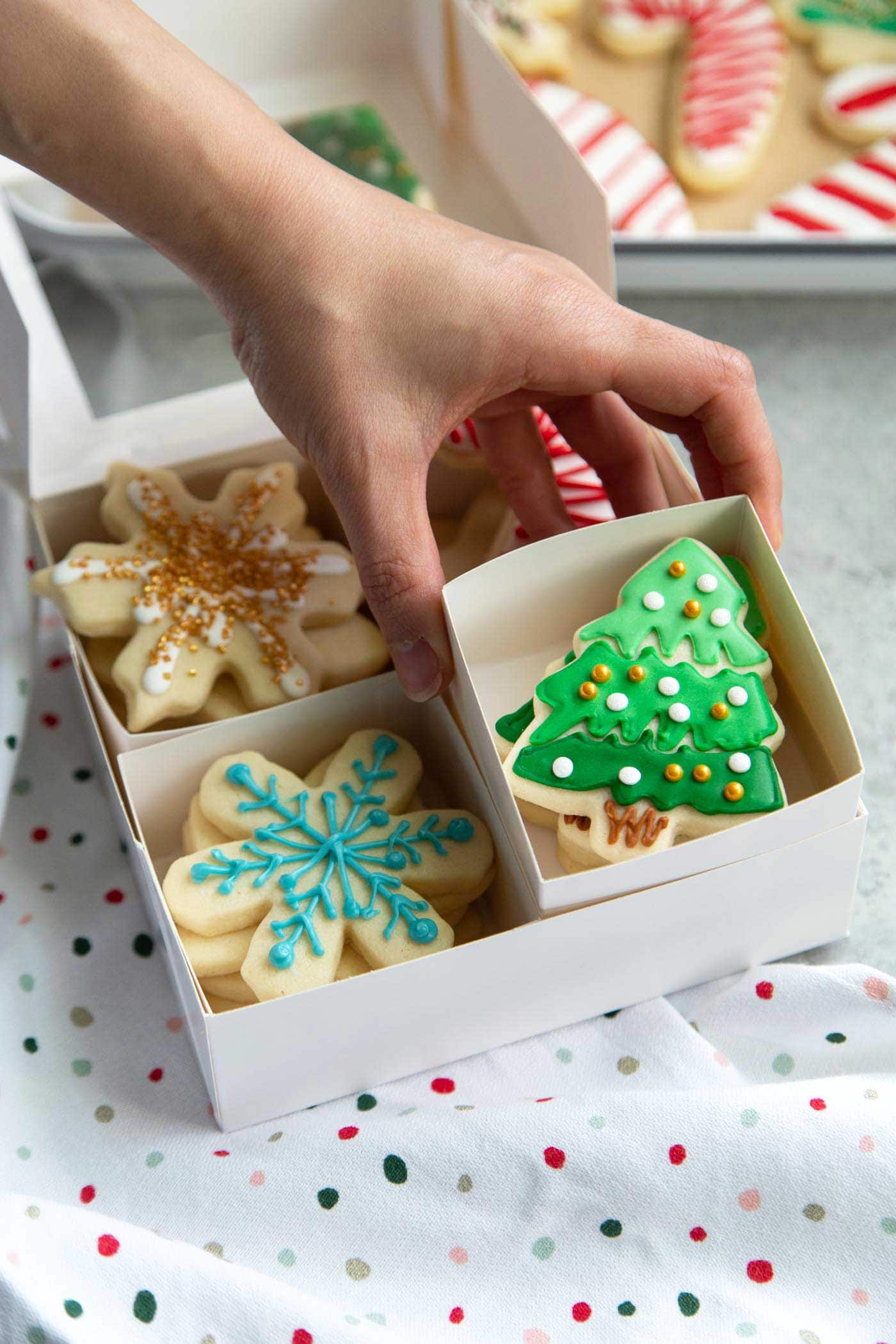 Boxed holiday sugar cookies