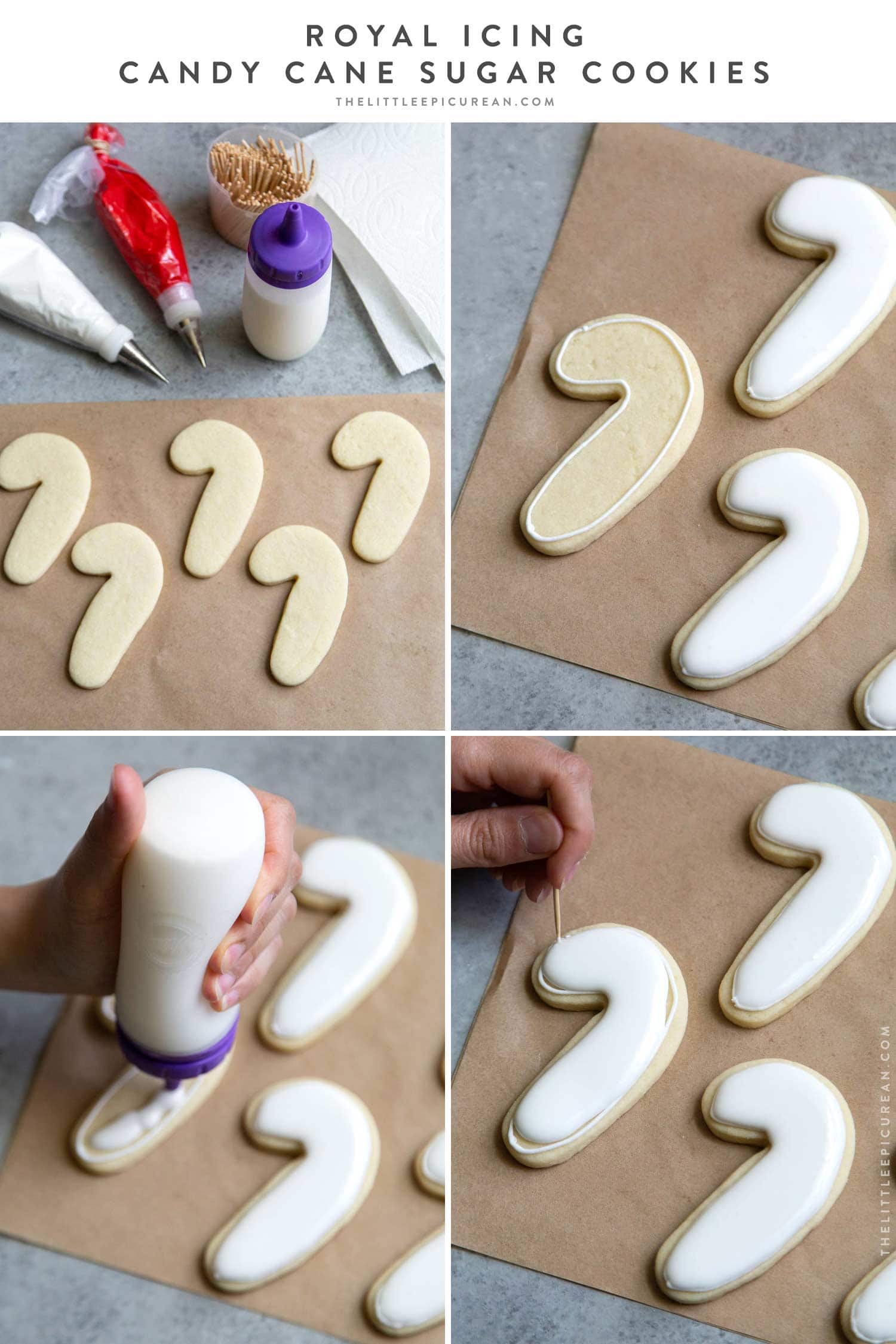 Candy Cane Royal Icing Sugar Cookies