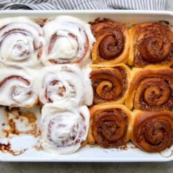 Eggnog Cinnamon Rolls with bourbon spiked glaze