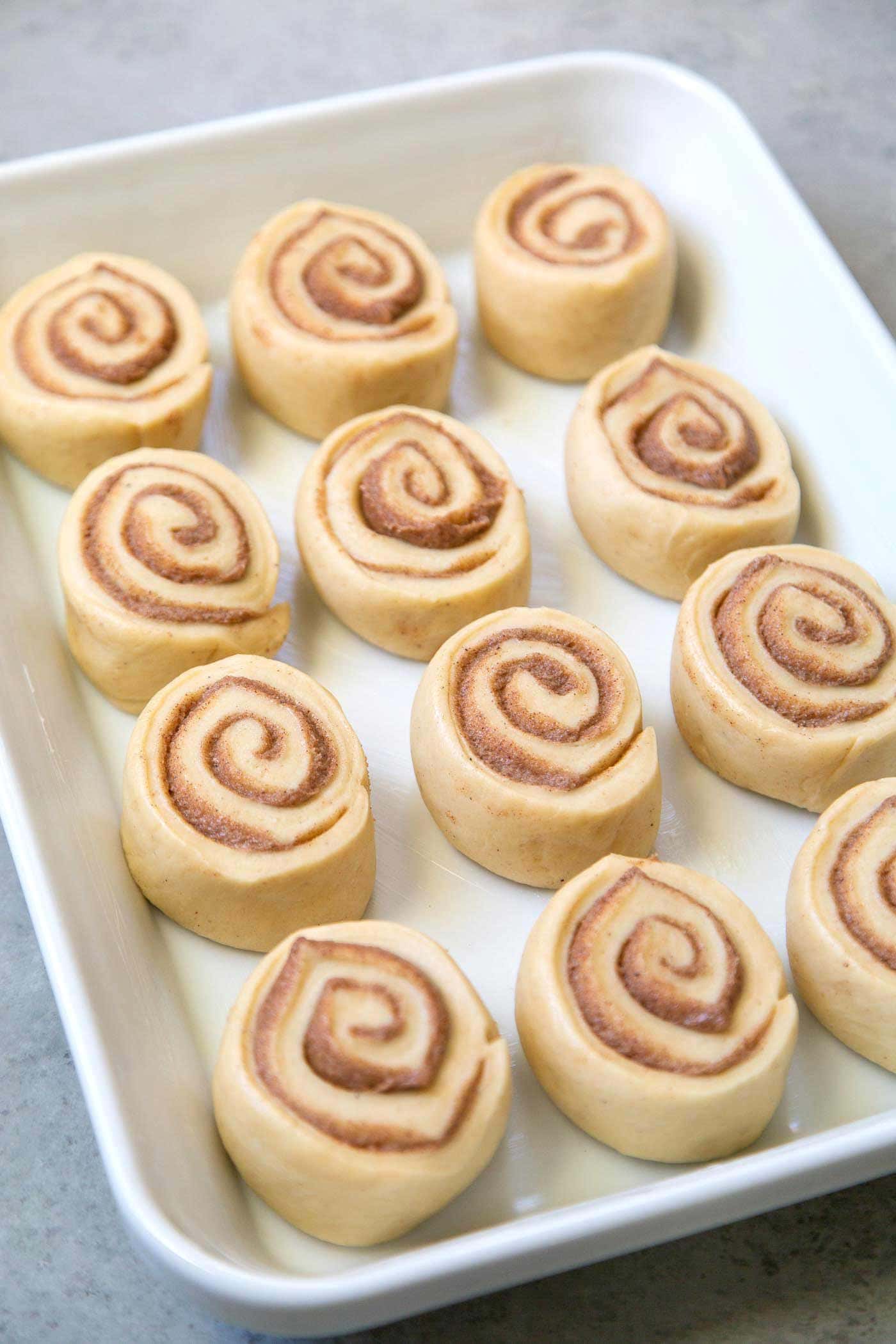 eggnog cinnamon rolls before