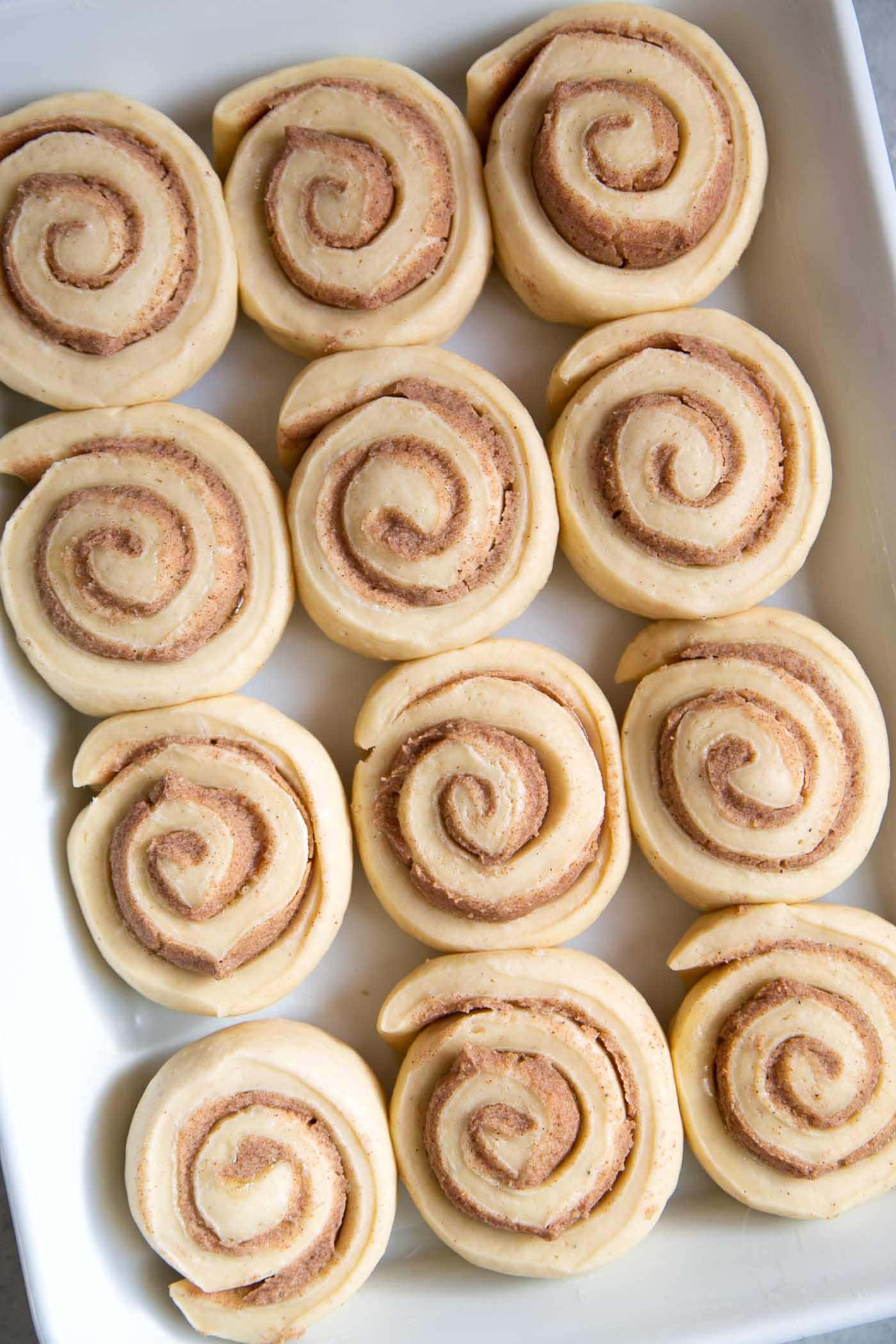 Eggnog Cinnamon Rolls before baking