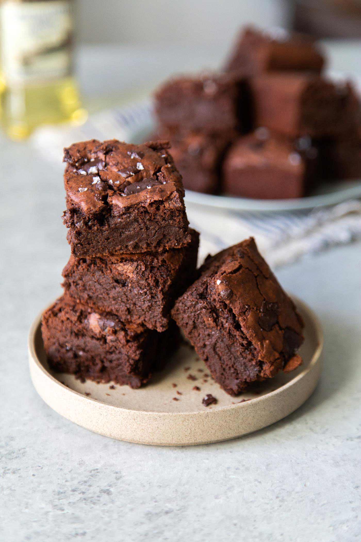 olive oil brownies with chocolate chunks