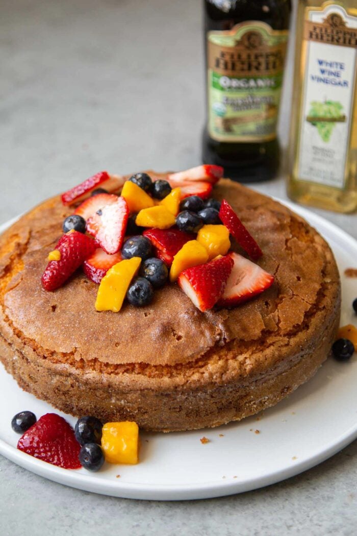 Olive Oil Cake topped with fresh fruit