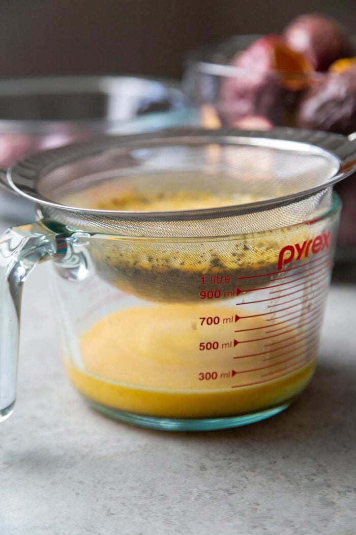 strain passion fruit seeds and pulp