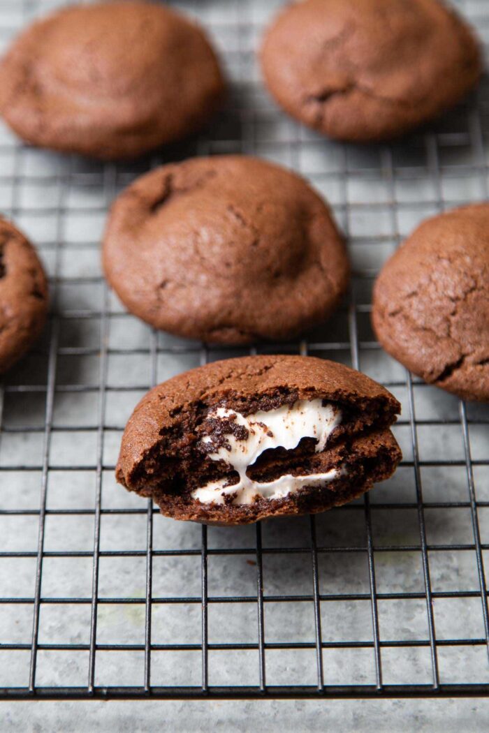 Peppermint Pattie Stuffed Chocolate Cookies