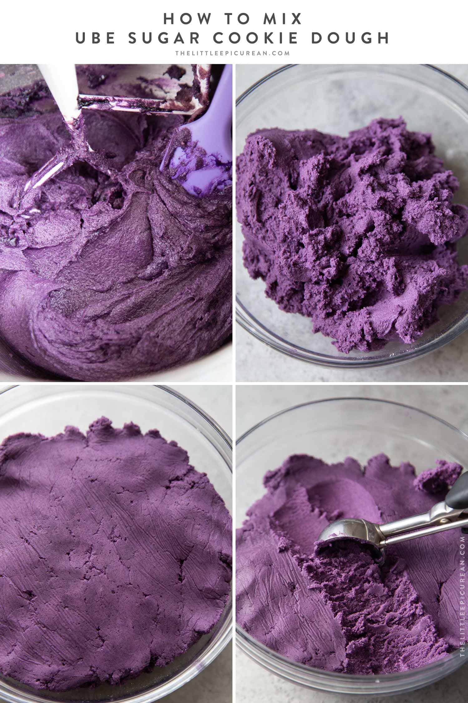 How to mix together ube sugar cookie dough