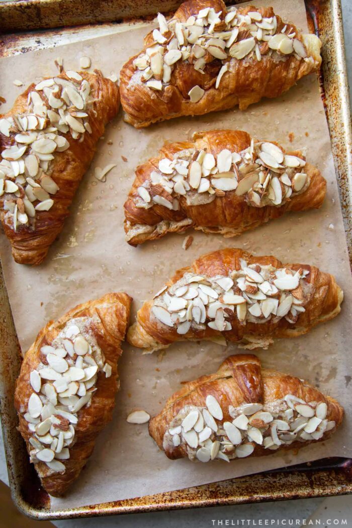 almond croissants ready for oven