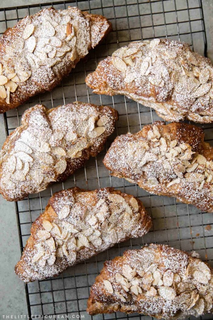 almond croissant with powdered sugar