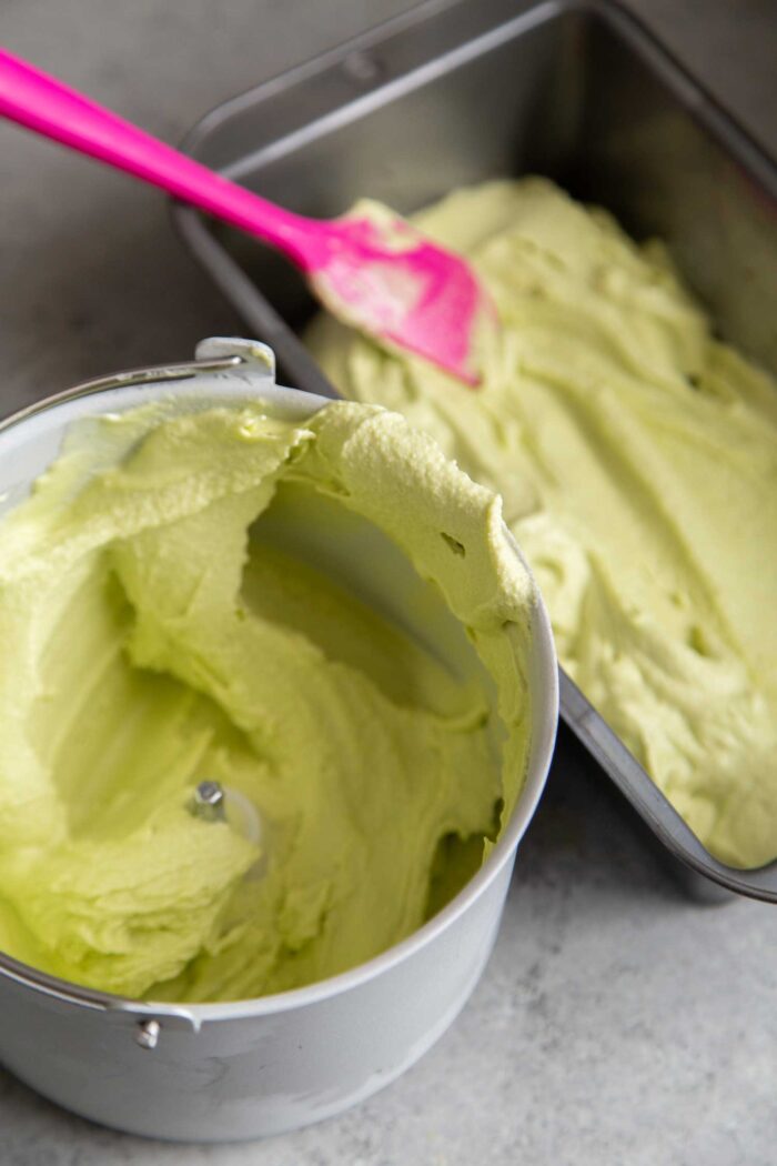 Fresh churned avocado ice cream