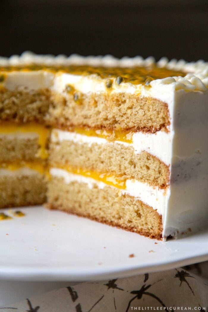 Passion Fruit Cake with curd and buttercream