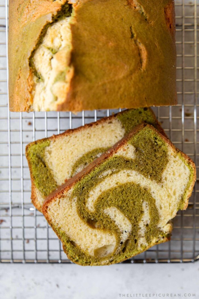 Matcha Pound Cake Loaf Slices