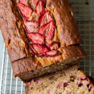 Strawberry Banana Bread with walnuts