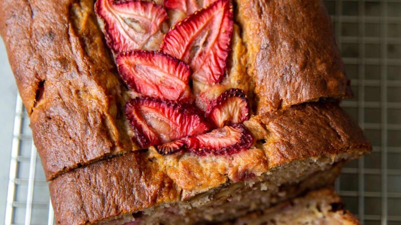 Strawberry Banana Bread with walnuts